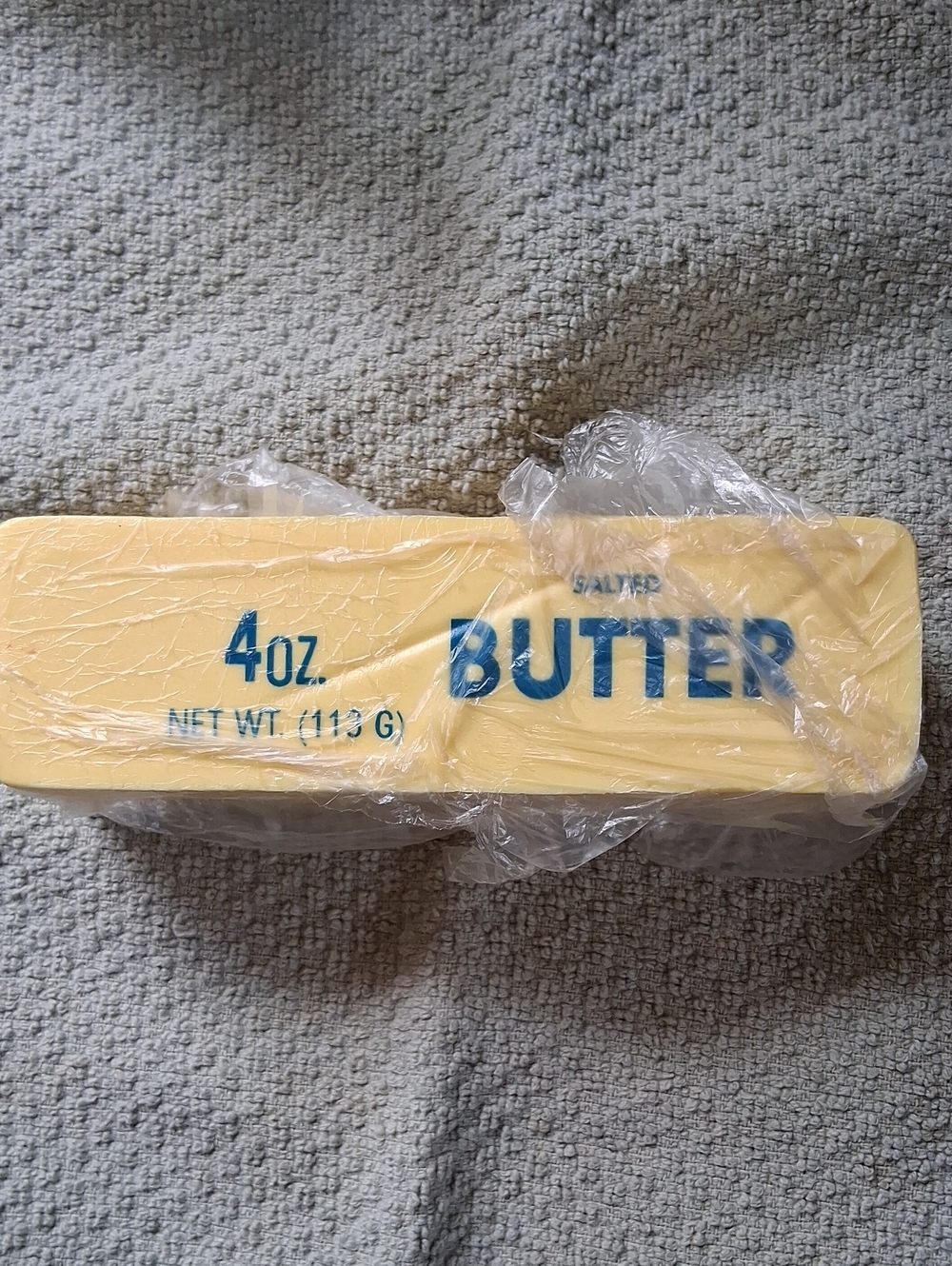 Salted Butter 4 oz Stick -SQISHEY. Yellow with Blue Print